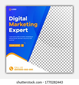 Editable banner for social media post, web and internet. Digital marketing agency premium vector.