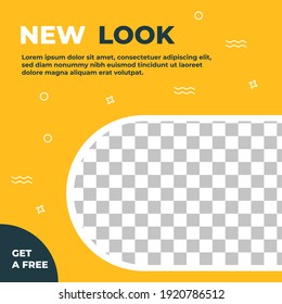 Editable banner template design. Social media post promotion with yellow color scheme. Usable for social media, flyers, banners, and web ads. Flat design vector with photo collage.