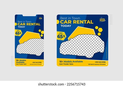 Editable banner template with Story, Car rental banner