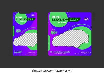 Editable banner template with Story, Car rental banner