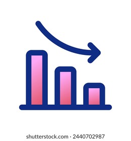 Editable bar chart, investment loss vector icon. Part of a big icon set family. Perfect for web and app interfaces, presentations, infographics, etc