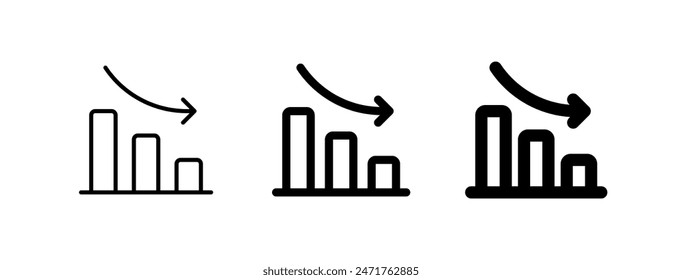 Gráfico de barras editable, icono de Vector de pérdida de inversión. Parte de una gran familia de iconos. Perfecto para interfaces de Web y App, presentaciones, infografías, etc