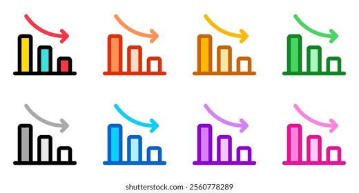 Editable bar chart, investment loss vector icon. Part of a big icon set family. Perfect for web and app interfaces, presentations, infographics, etc