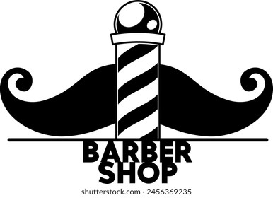 editable barber shop logo artwork black and white, editable artwork, vector illustration. logo of barber and vintage barber shop. vintage style. barber pole lamp illustration, barbershop logo. 