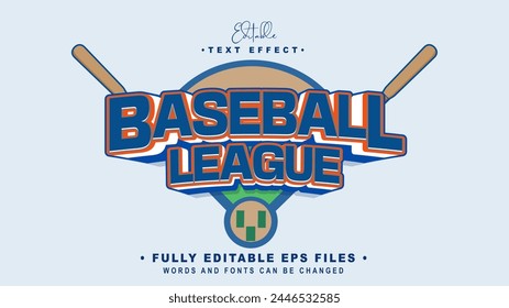 efecto de texto editable de la liga de béisbol.logotipo de tifografía