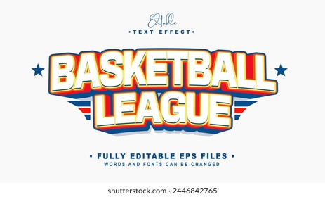 editable basketball league text effect.typhography logo