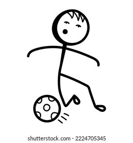 An editable basketball player stick figure, hand drawn icon 