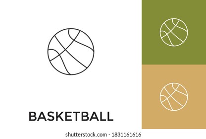 Editable Basketball Thin Line Icon with Title. Useful For Mobile Application, Website, Software and Print Media.