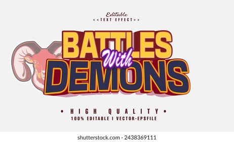 editable battles with demons text effect.typhography logo