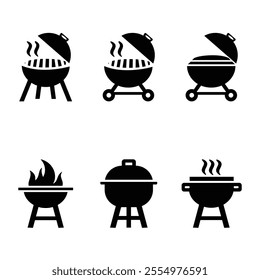 Editable BBQ pot Grill Vector Icon Logo