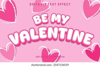 Editável Be My Valentine Text Effect com um fundo temático de Valentim