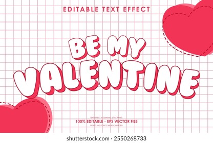 Editável Be My Valentine Text Effect com um fundo temático de Valentim