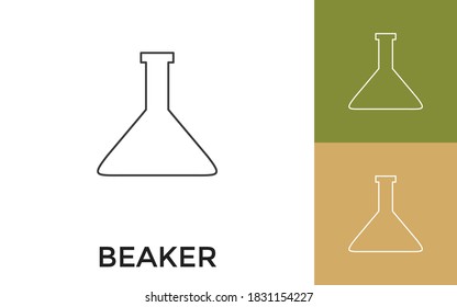 Editable Beaker Thin Line Icon with Title. Useful For Mobile Application, Website, Software and Print Media.