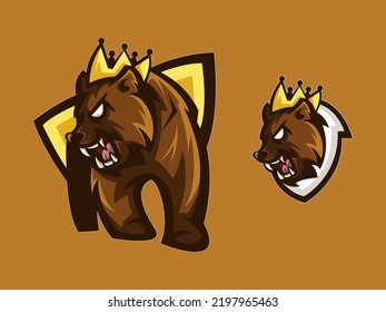 Editable bear mascot logo template
