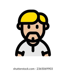 Editable beardy guy with sidecomb hairstyle avatar vector icon. User, profile, identity, persona. Part of a big icon set family. Perfect for web and app interfaces, presentations, infographics, etc