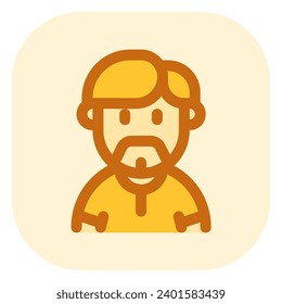 Editable beardy guy with sidecomb hairstyle avatar vector icon. User, profile, identity, persona. Part of a big icon set family. Perfect for web and app interfaces, presentations, infographics, etc