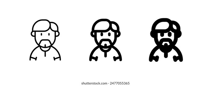 Editable beardy guy with sidecomb hairstyle avatar vector icon. User, profile, identity, persona. Part of a big icon set family. Perfect for web and app interfaces, presentations, infographics, etc