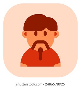 Editable beardy guy with sidecomb hairstyle avatar vector icon. User, profile, identity, persona. Part of a big icon set family. Perfect for web and app interfaces, presentations, infographics, etc