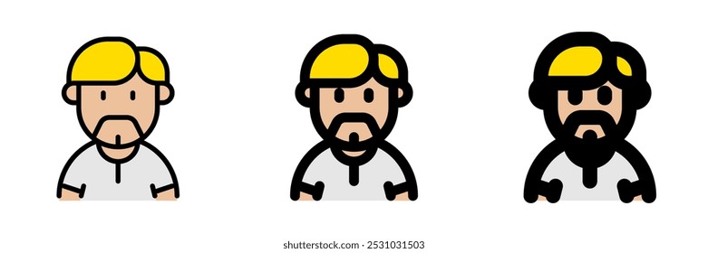 Editable beardy guy with sidecomb hairstyle avatar vector icon. User, profile, identity, persona. Part of a big icon set family. Perfect for web and app interfaces, presentations, infographics, etc