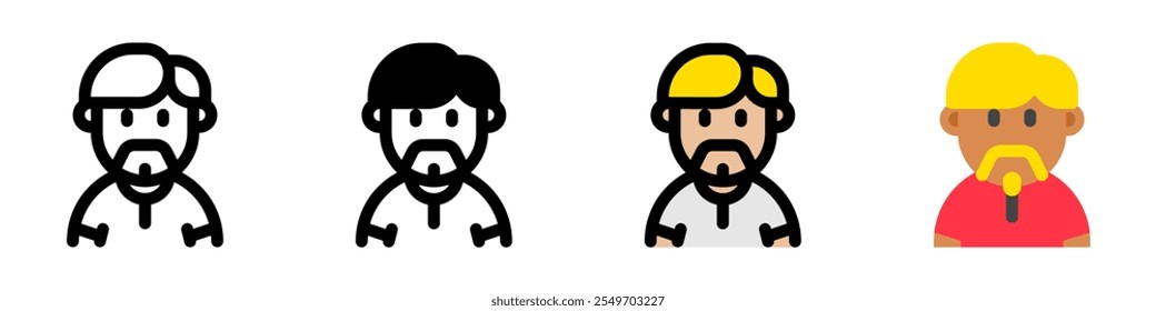 Editable beardy guy with sidecomb hairstyle avatar vector icon. User, profile, identity, persona. Part of a big icon set family. Perfect for web and app interfaces, presentations, infographics, etc