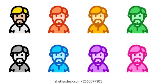 Editable beardy guy with sidecomb hairstyle avatar vector icon. User, profile, identity, persona. Part of a big icon set family. Perfect for web and app interfaces, presentations, infographics, etc