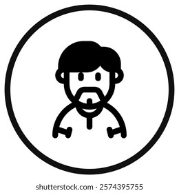 Editable beardy guy with sidecomb hairstyle avatar vector icon. User, profile, identity, persona. Part of a big icon set family. Perfect for web and app interfaces, presentations, infographics, etc