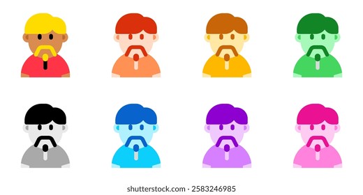 Editable beardy guy with sidecomb hairstyle avatar vector icon. User, profile, identity, persona. Part of a big icon set family. Perfect for web and app interfaces, presentations, infographics, etc