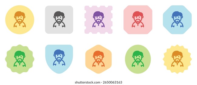 Cara de barba editável com ícone de vetor de avatar estilo penteado sidecomb. Usuário, perfil, identidade, persona. Parte de uma grande família de conjuntos de ícones. Perfeito para interfaces web e app, apresentações, infográficos, etc