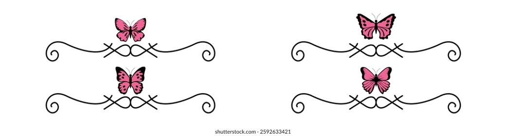 editable beautiful butterfly with swirls vector, perfect for elegant designs, decorations, and artistic projects. Ideal for nature, beauty, and ornamental themes