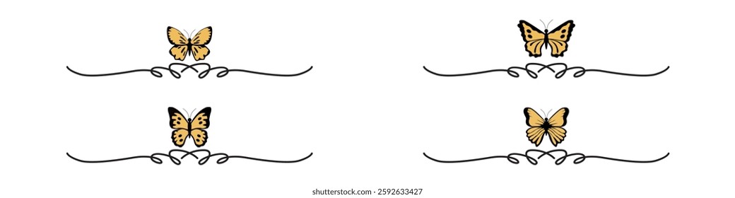 editable beautiful butterfly with swirls vector, perfect for elegant designs, decorations, and artistic projects. Ideal for nature, beauty, and ornamental themes