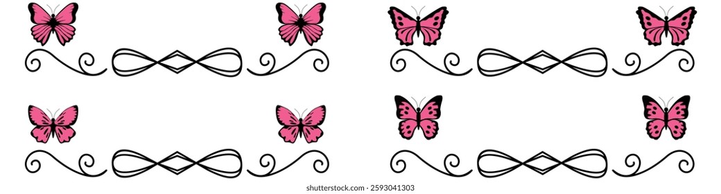 editable beautiful butterfly with swirls vector, perfect for elegant designs, decorations, and artistic projects. Ideal for nature, beauty, and ornamental themes