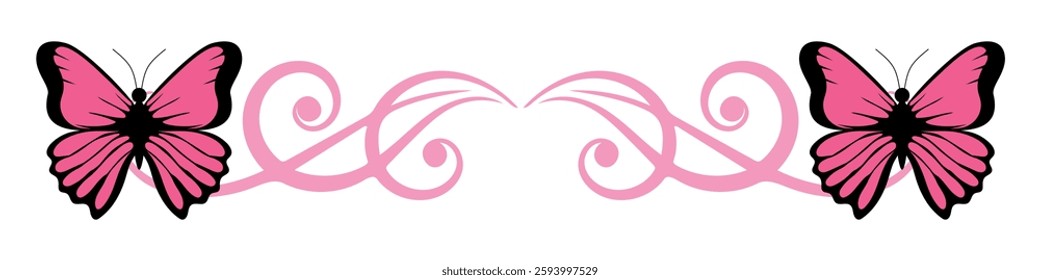 editable beautiful butterfly with swirls vector, perfect for elegant designs, decorations, and artistic projects. Ideal for nature, beauty, and ornamental themes