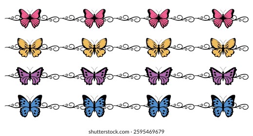 editable beautiful butterfly with swirls vector, perfect for elegant designs, decorations, and artistic projects. Ideal for nature, beauty, and ornamental themes