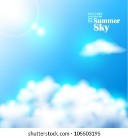 editable beautiful summer sky with clouds vector design