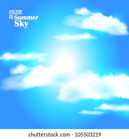 editable beautiful summer sky with clouds vector design