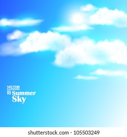 editable beautiful summer sky with clouds vector design