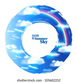 editable beautiful summer sky with rainbow vector design