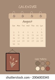 editable beige calendar vector stock for the personal organizer, planner, or journal