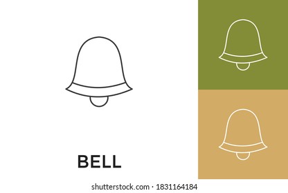 Editable Bell Thin Line Icon with Title. Useful For Mobile Application, Website, Software and Print Media.