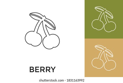 Editable Berry Thin Line Icon with Title. Useful For Mobile Application, Website, Software and Print Media.