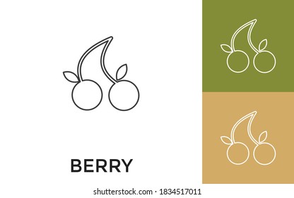 Editable Berry Thin Line Icon with Title. Useful For Mobile Application, Website, Software and Print Media.