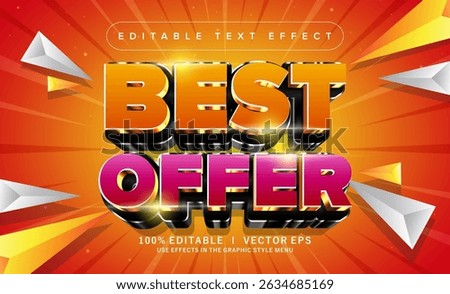 editable best offer 3d vector text effect with modern style design