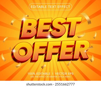 editable best offer vector 3d text effect with modern style design