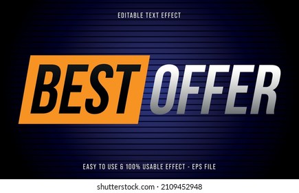 editable best offer vector text effect with modern style design
