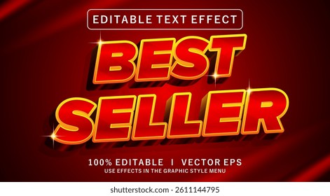 editable best seller 3d vector text effect with modern style design