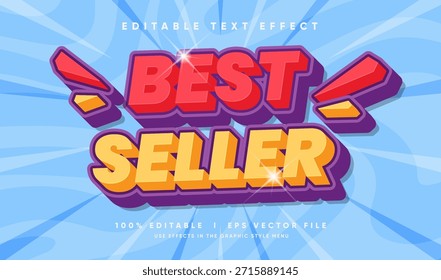 Efecto de texto de Vector de best seller editable con estilo moderno