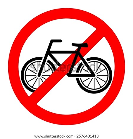 Editable Bicycle Warning Sign in Red Circle Crossed Out – Vector Illustration Isolated on White Background for Traffic Signs, Badges, and Logos in EPS Format