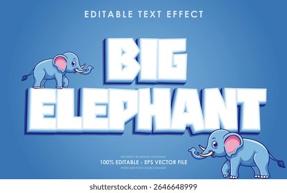 editable big elephant text effect with illustration of elephant