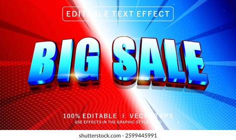 editable big sale 3d vector text effect with modern style design