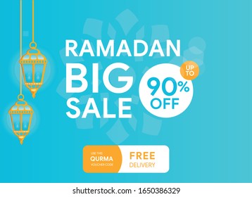 Editable big sale ramadan promotion sale banner, design vector, illustration